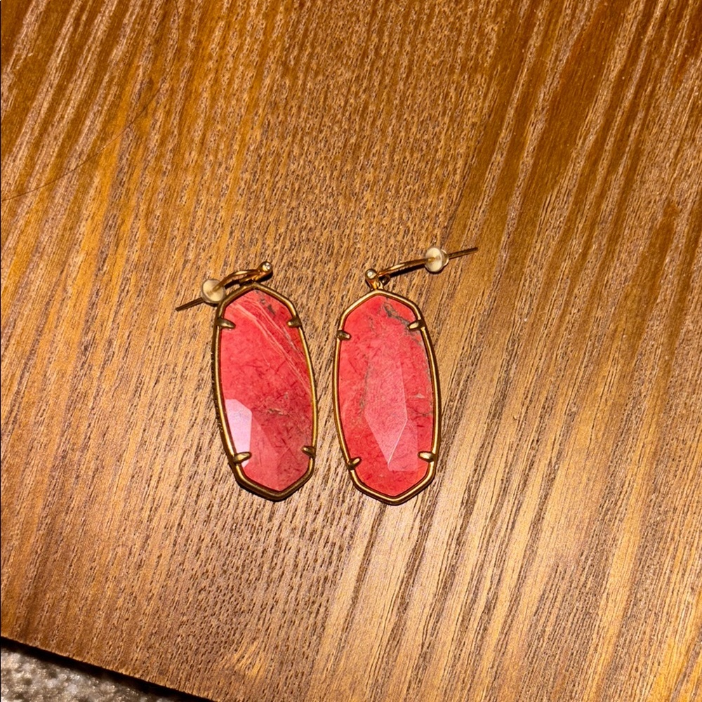 Kendra Scott Pink and Gold Dangle Earrings